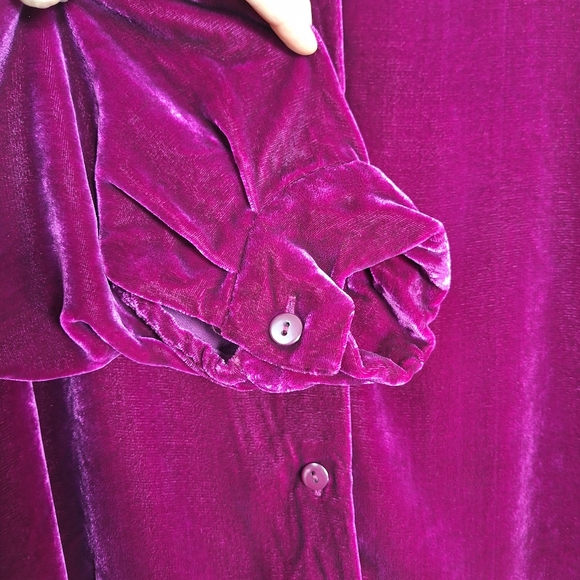 Elisabeth Liz Claiborne Silk Blend Long Sleeve Button Down Womens 2x Dark Pink - Picture 4 of 8